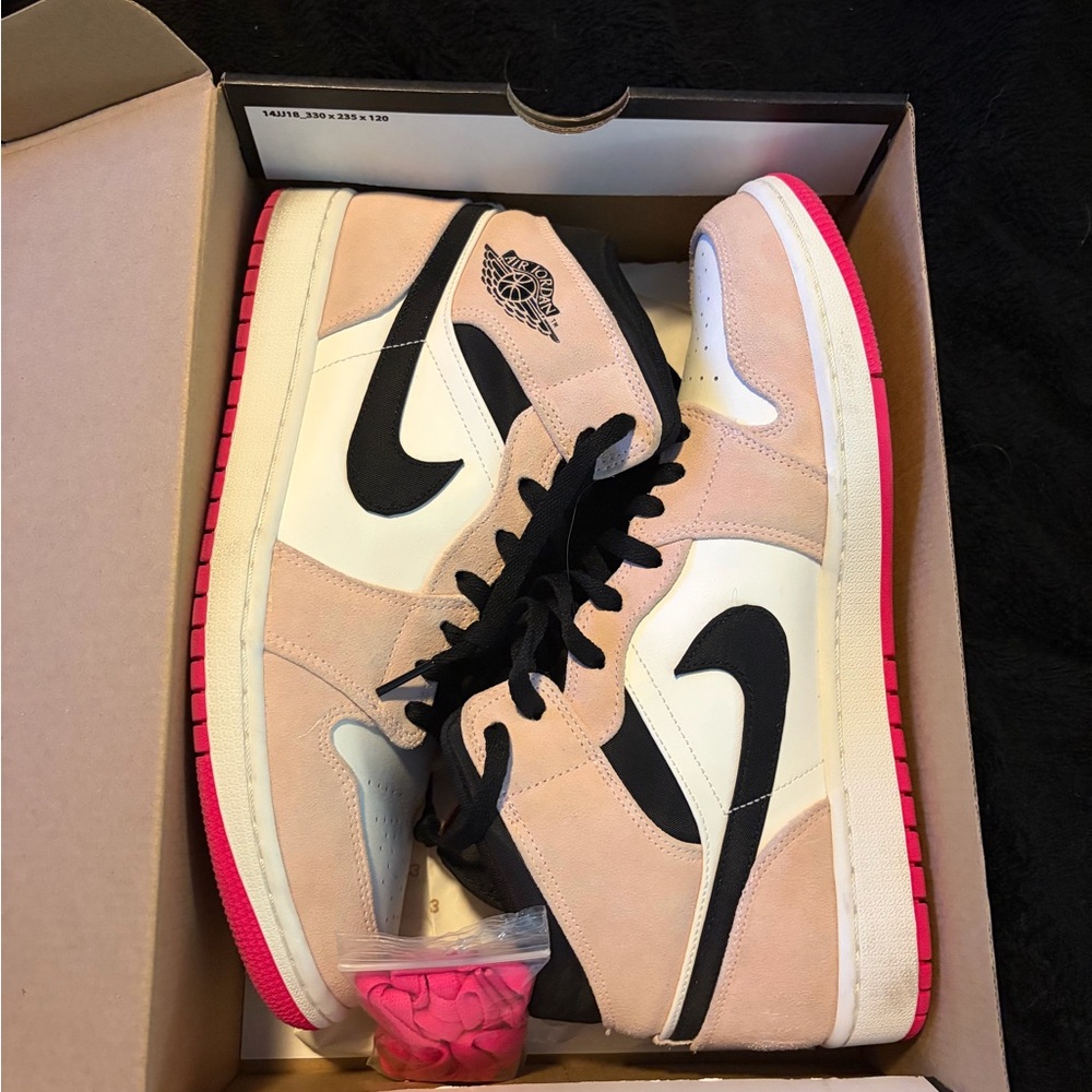 Jordan Men's Sneakers in Pink, Black, and White